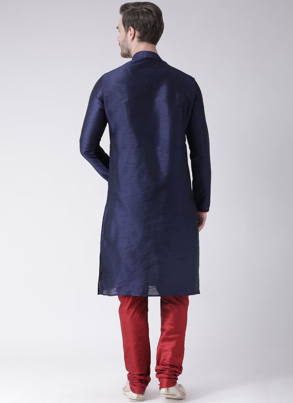 Kurta Pyjama Art Dupion Silk Blue Embroidered Mens