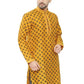 Kurta Art Dupion Silk Orange Embroidered Mens