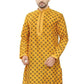 Kurta Art Dupion Silk Orange Embroidered Mens