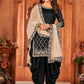 Punjabi Salwar Suit Art Silk Black Embroidered Salwar Kameez