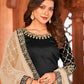 Punjabi Salwar Suit Art Silk Black Embroidered Salwar Kameez