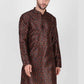 Kurta Pyjama Art Silk Black Print Mens