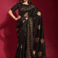 Designer Trendy Saree Art Silk Black Foil Print Saree