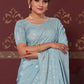 Contemporary Art Silk Aqua Blue Embroidered Saree