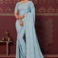 Contemporary Art Silk Aqua Blue Embroidered Saree