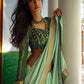 Contemporary Art Silk Sea Green Lace Saree