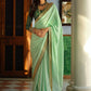 Contemporary Art Silk Sea Green Lace Saree