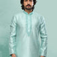 Kurta Pyjama Art Silk Turquoise Embroidered Mens