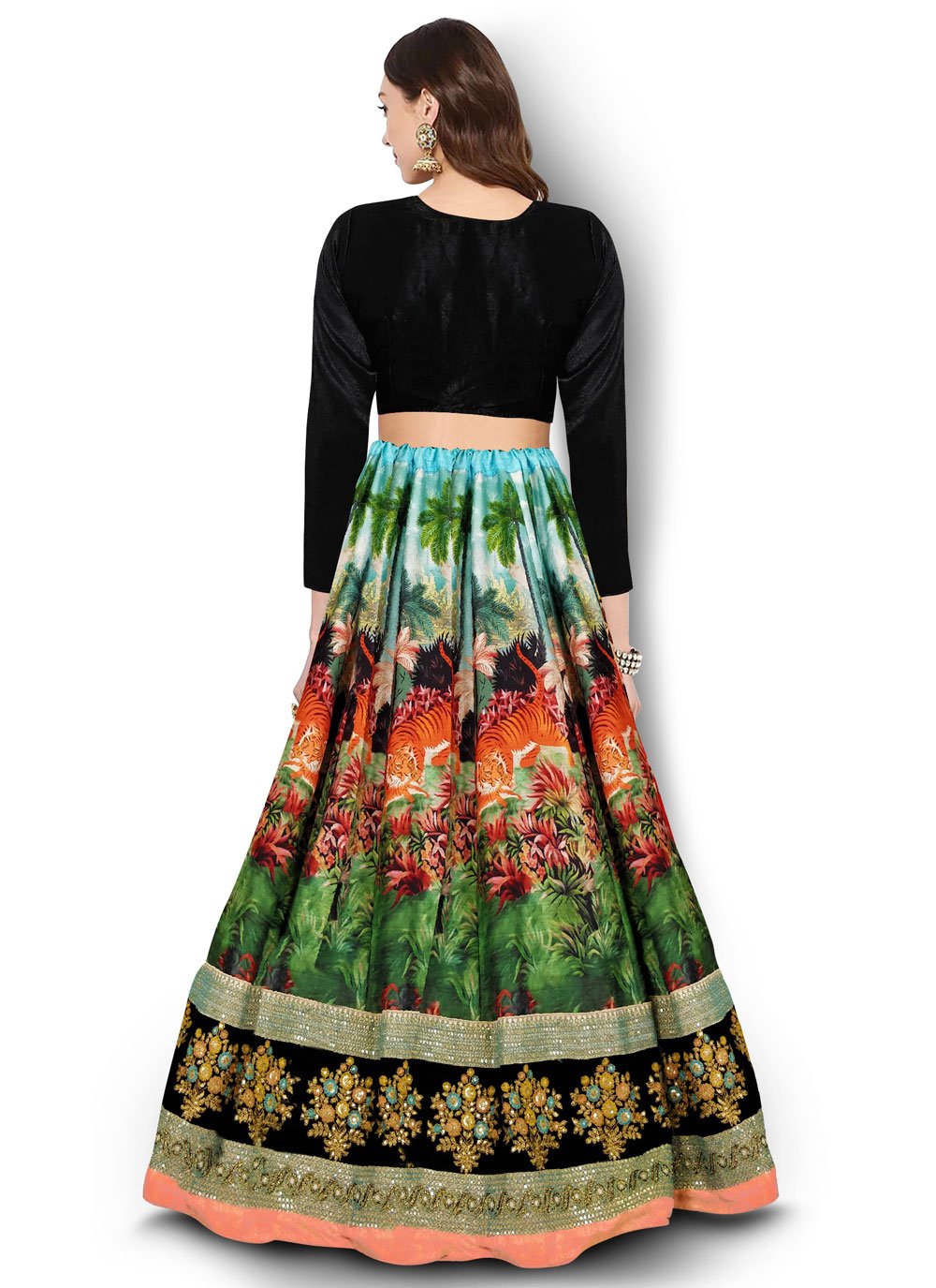 Lehenga Choli Art Silk Multi Colour Digital Print Lehenga Choli