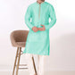 Kurta Pyjama Art Silk Sea Green Embroidered Mens