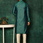 Kurta Pyjama Art Silk Green Woven Mens