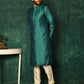 Kurta Pyjama Art Silk Green Woven Mens