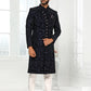 Indo Western Art Silk Blue Machine Embroidery Mens