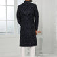 Indo Western Art Silk Blue Machine Embroidery Mens