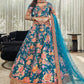 Lehenga Choli Art Silk Teal Digital Print Lehenga Choli