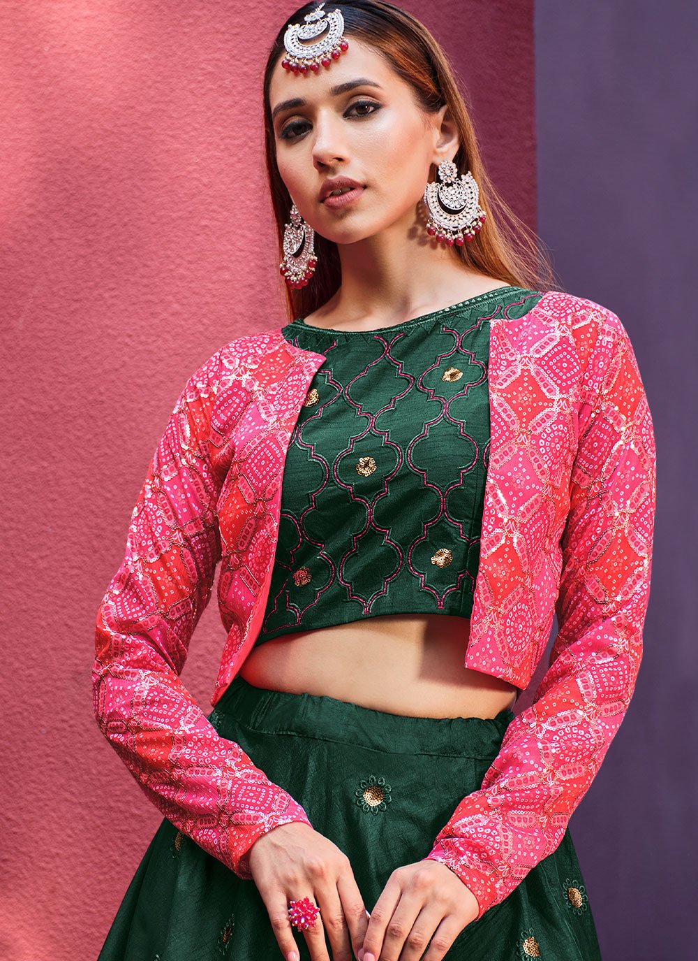 Lehenga Choli Art Silk Green Embroidered Lehenga Choli