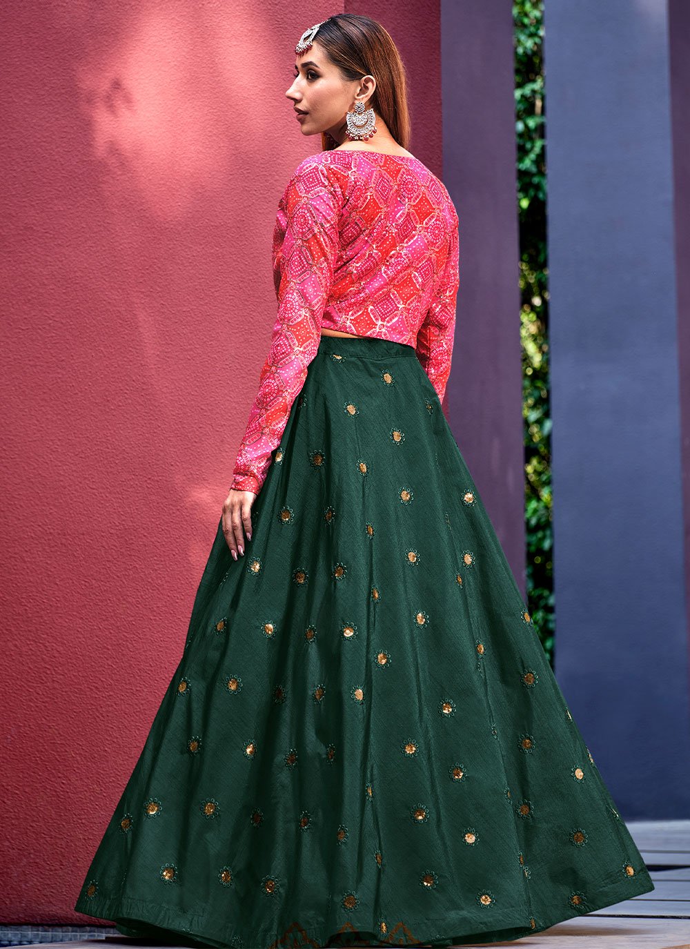 Lehenga Choli Art Silk Green Embroidered Lehenga Choli