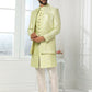 Indo Western Art Silk Green Machine Embroidery Mens