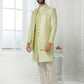 Indo Western Art Silk Green Machine Embroidery Mens