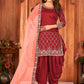 Salwar Suit Art Silk Maroon Embroidered Salwar Kameez