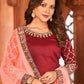 Salwar Suit Art Silk Maroon Embroidered Salwar Kameez
