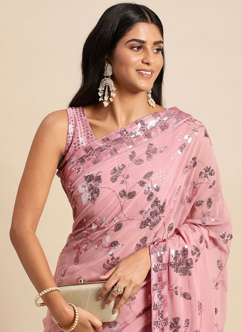 Trendy Saree Art Silk Mauve Embroidered Saree