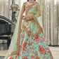 Lehenga Style Saree Art Silk Sea Green Digital Print Lehenga Choli