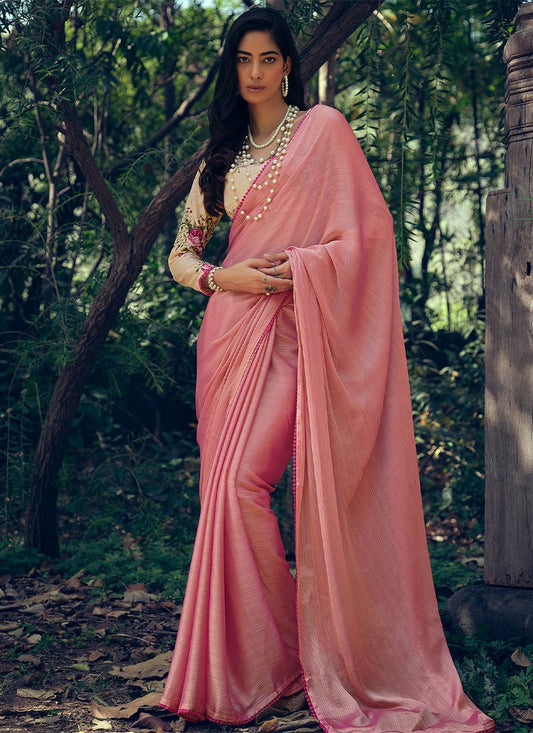 Contemporary Art Silk Peach Woven Saree