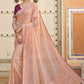 Contemporary Art Silk Peach Embroidered Saree