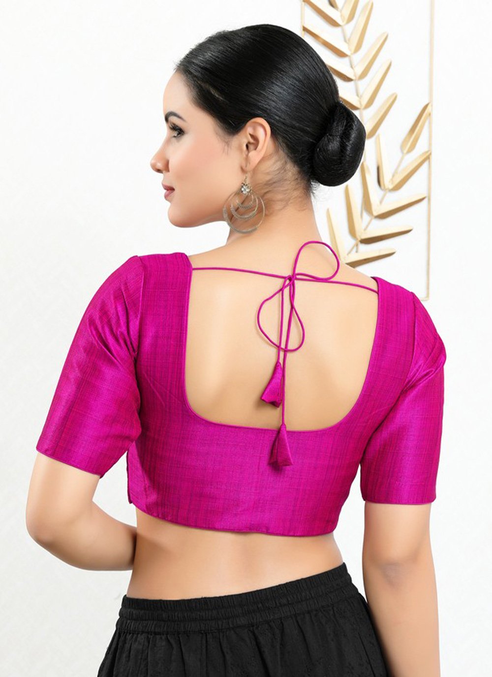 Designer Blouse Art Silk Fuchsia Plain Blouse