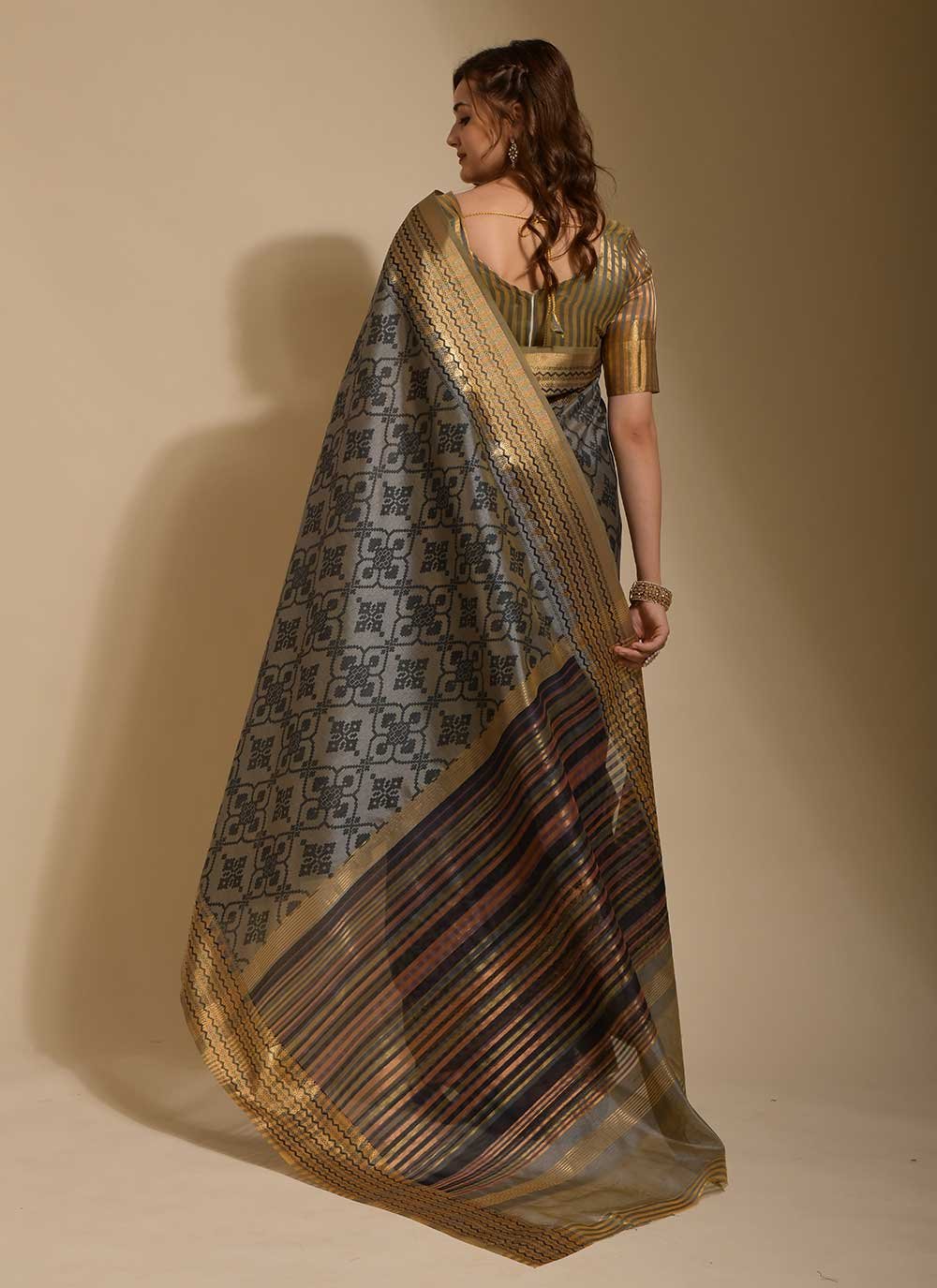 Classic Art Silk Grey Print Saree