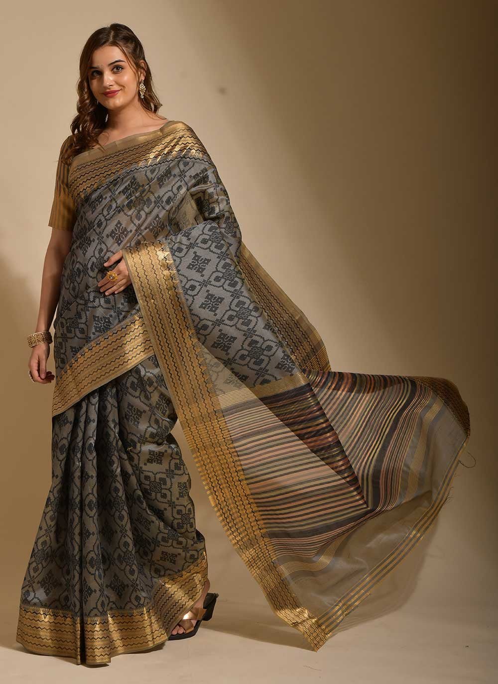 Classic Art Silk Grey Print Saree