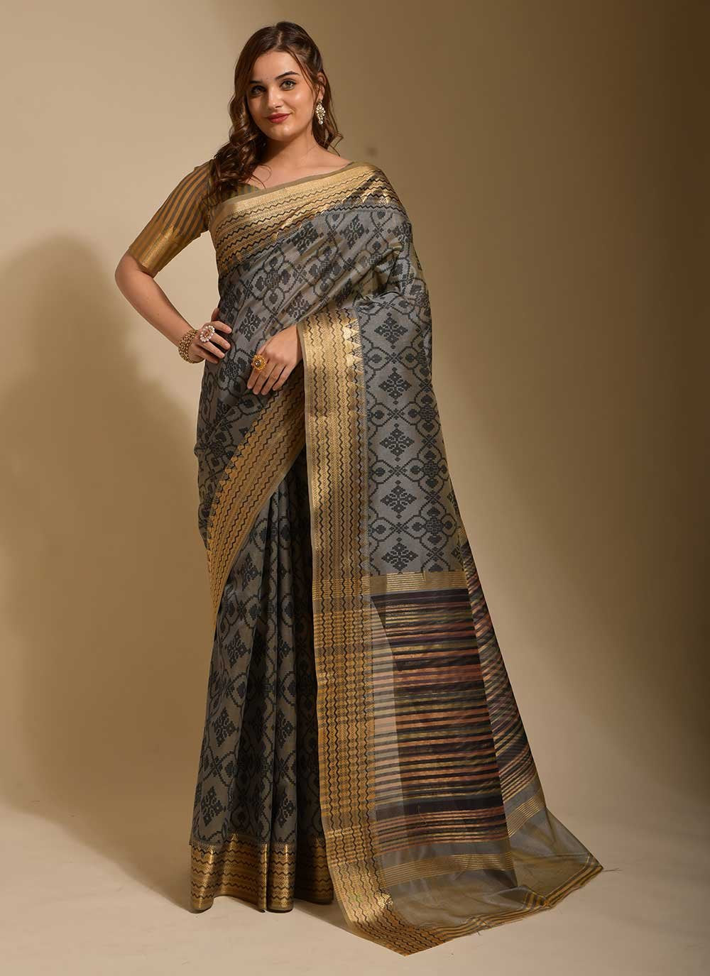 Classic Art Silk Grey Print Saree