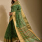 Contemporary Art Silk Green Print Saree