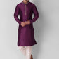 Kurta Pyjama Art Silk Purple Embroidered Mens