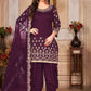 Salwar Suit Art Silk Purple Embroidered Salwar Kameez
