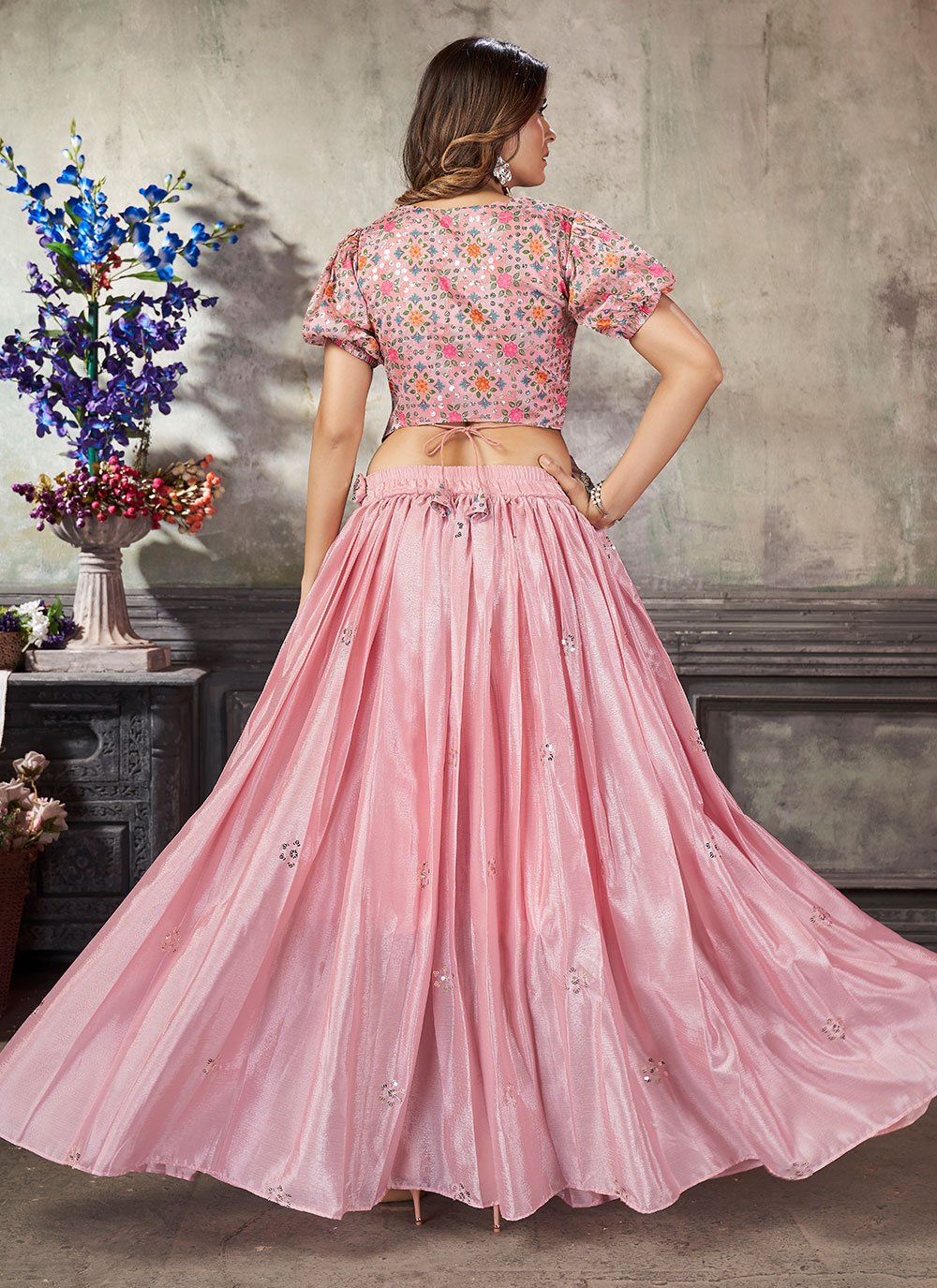 Readymade Lehenga Choli Art Silk Pink Embroidered Lehenga Choli