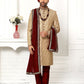 Sherwani Art Silk Beige Machine Embroidery Mens