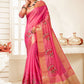 Contemporary Art Silk Pink Embroidered Saree