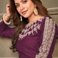 Salwar Suit Art Silk Purple Embroidered Salwar Kameez