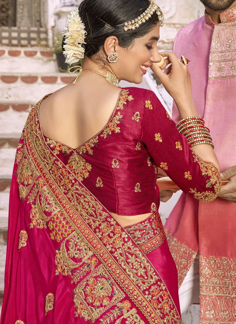 Trendy Saree Art Silk Pink Embroidered Saree