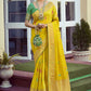 Classic Art Silk Yellow Meenakari Saree