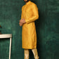 Kurta Pyjama Art Silk Yellow Woven Mens