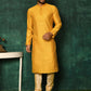 Kurta Pyjama Art Silk Yellow Woven Mens