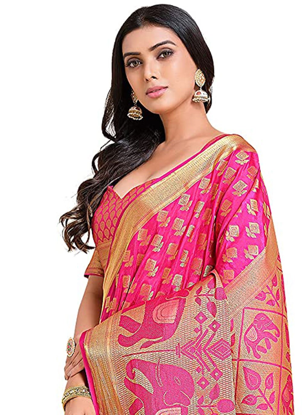 Contemporary Art Silk Uppada Silk Pink Zari Saree