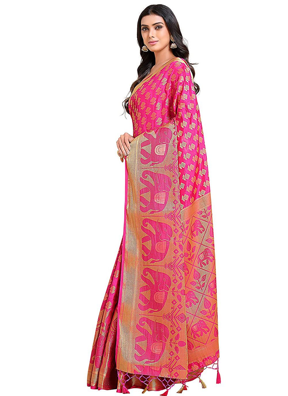 Contemporary Art Silk Uppada Silk Pink Zari Saree