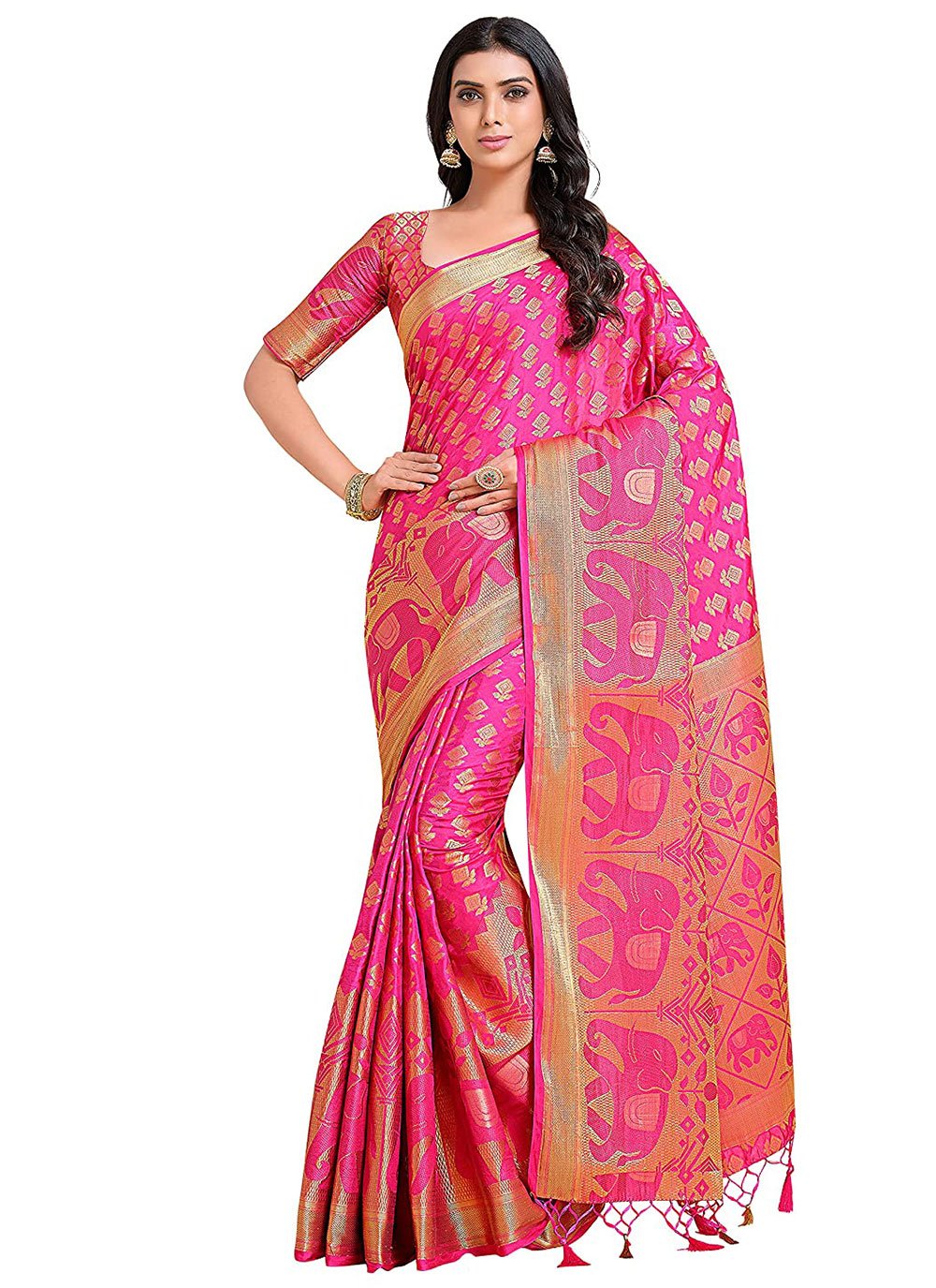 Contemporary Art Silk Uppada Silk Pink Zari Saree