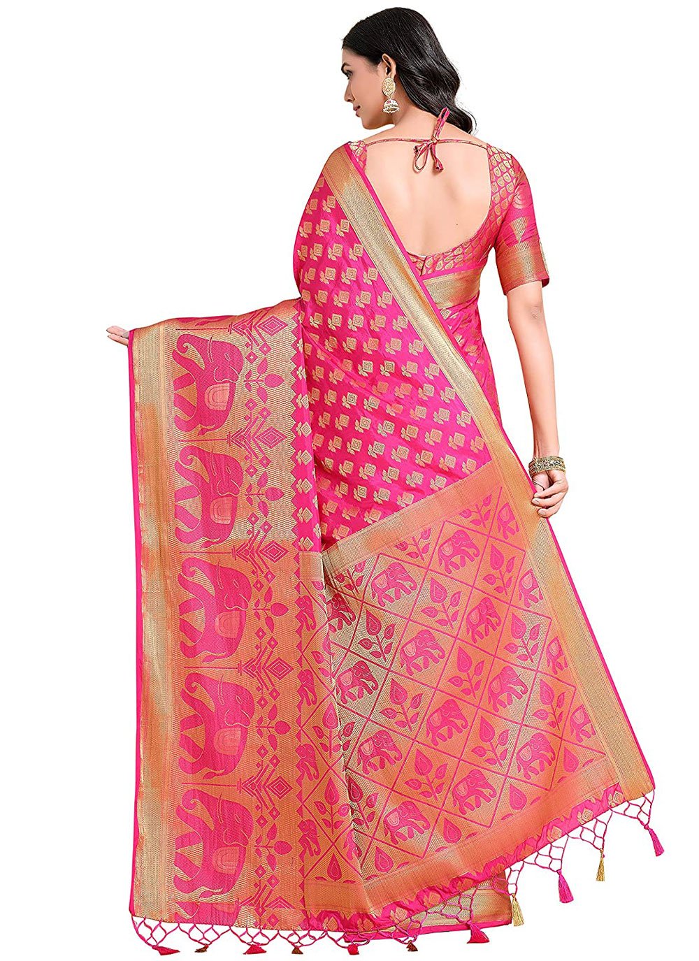 Contemporary Art Silk Uppada Silk Pink Zari Saree