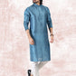 Kurta Pyjama Banarasi Jacquard Blue Fancy Work Mens