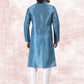 Kurta Pyjama Banarasi Jacquard Blue Fancy Work Mens
